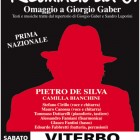 TEATRO – “Ricomincio da G”, omaggio a Gaber in prima nazionale a Viterbo